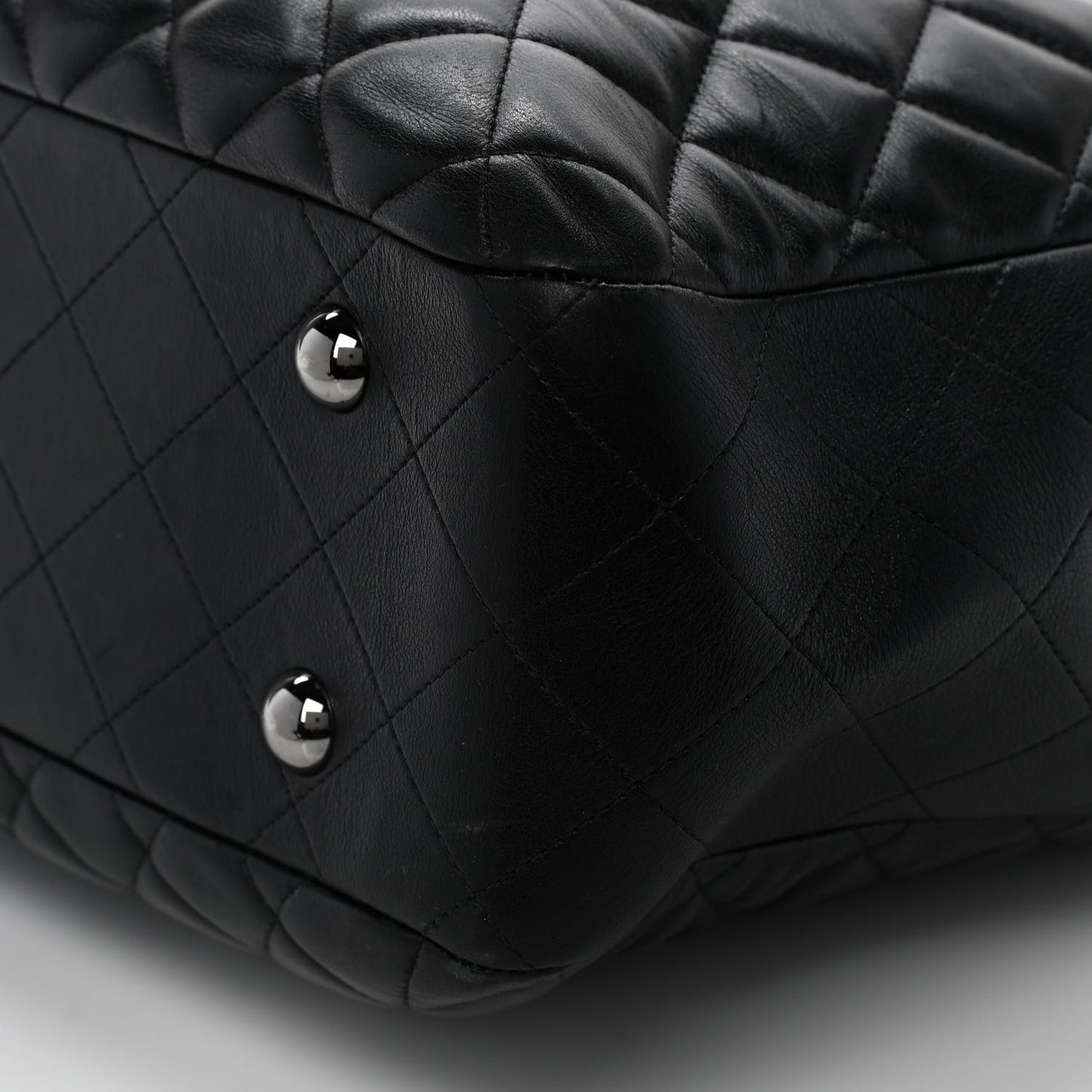 Lambskin Quilted Front Flap Tote Black