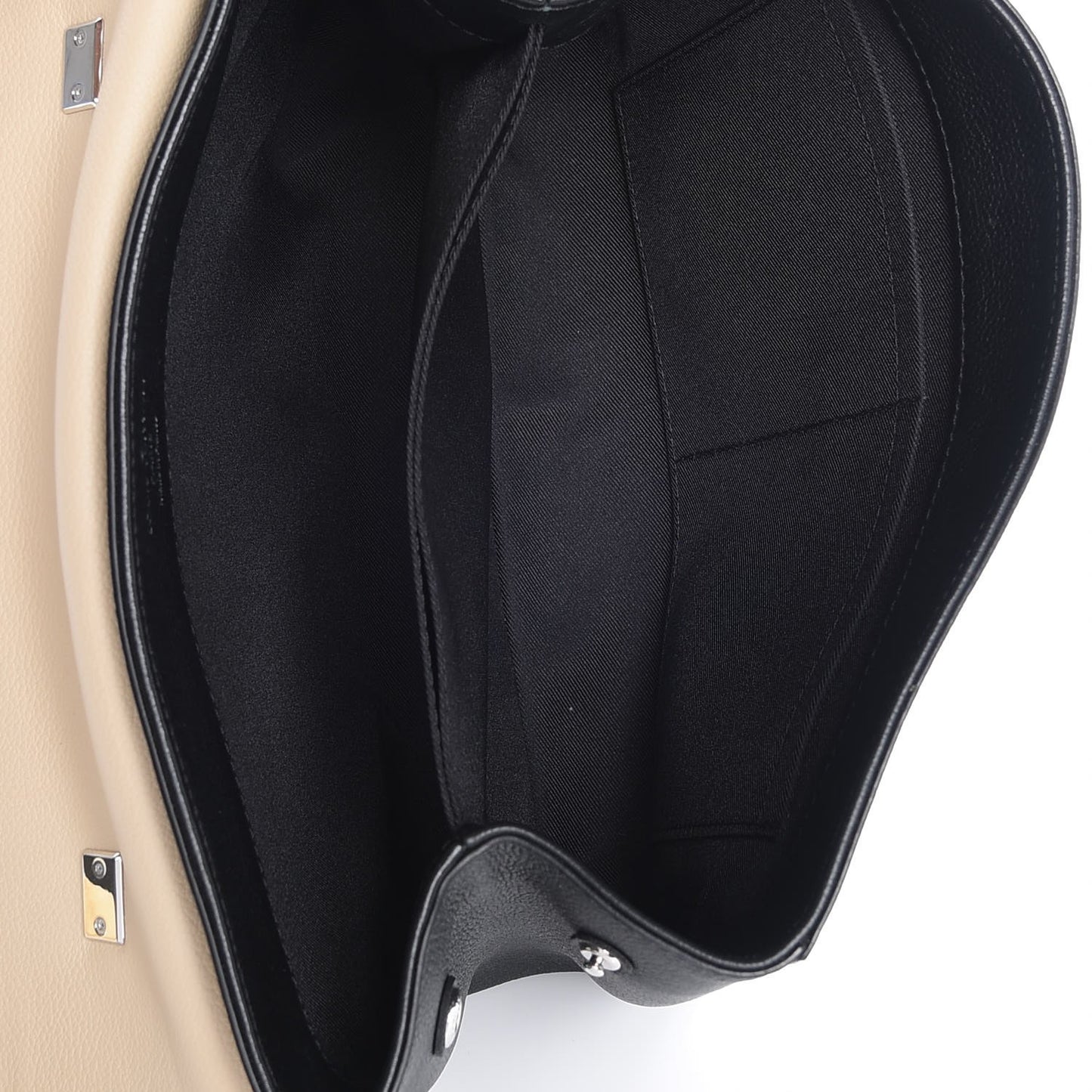 Soft Calfskin Lockme II Top Handle Vanille Black