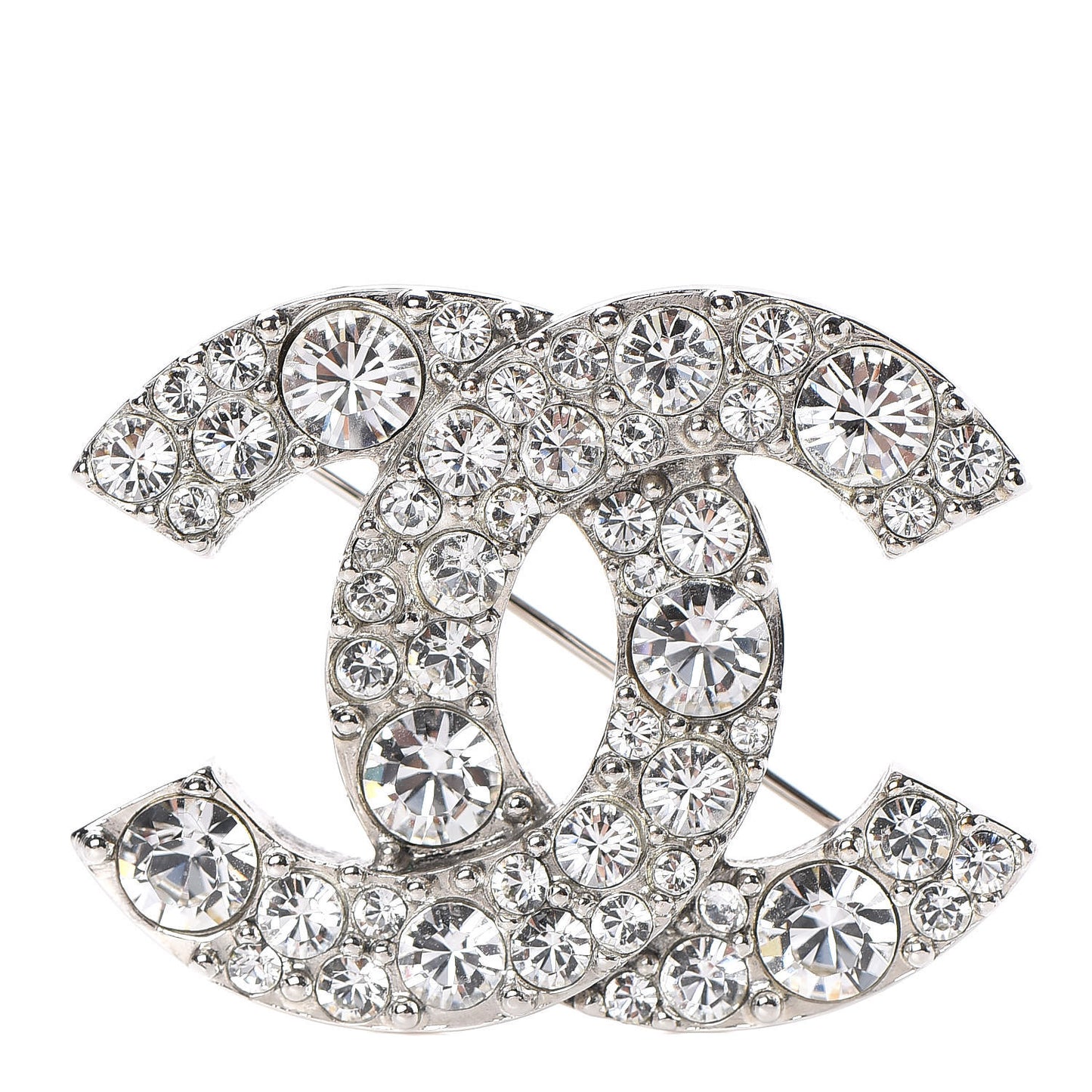 Crystal Large CC Brooch Silver