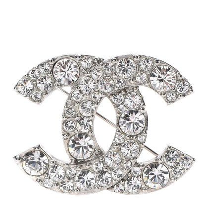 Chanel Crystal Large CC Brooch Silver 1 of 5