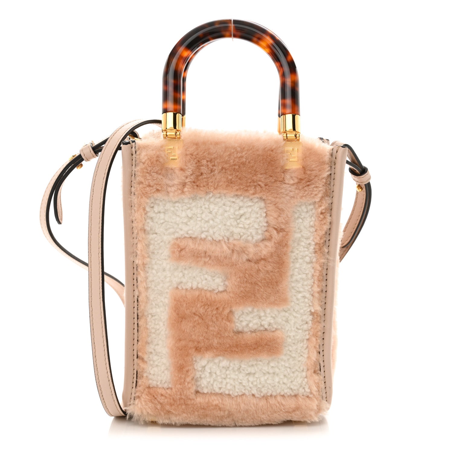 Fendi Shearling Plexiglass FF Mini Fendi Sunshine Shopper Soap White 1 of 11