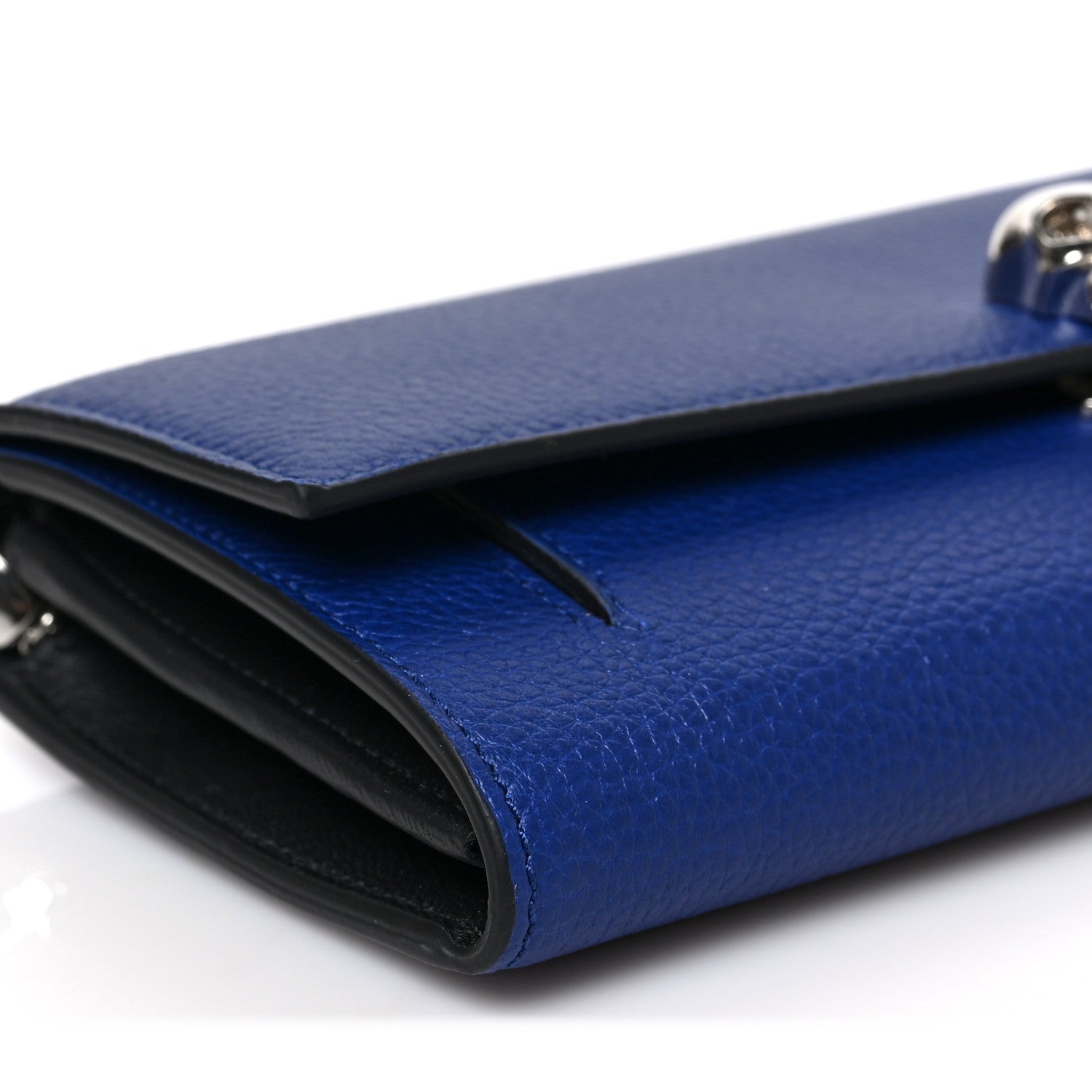Alexander McQueen Pebbled Calfskin Skull Wallet on Chain Cobalt Blue 7 of 8