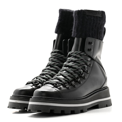 Jimmy Choo Calfskin Knit Wool Chike Ankle Boots 35 Black 3 of 9