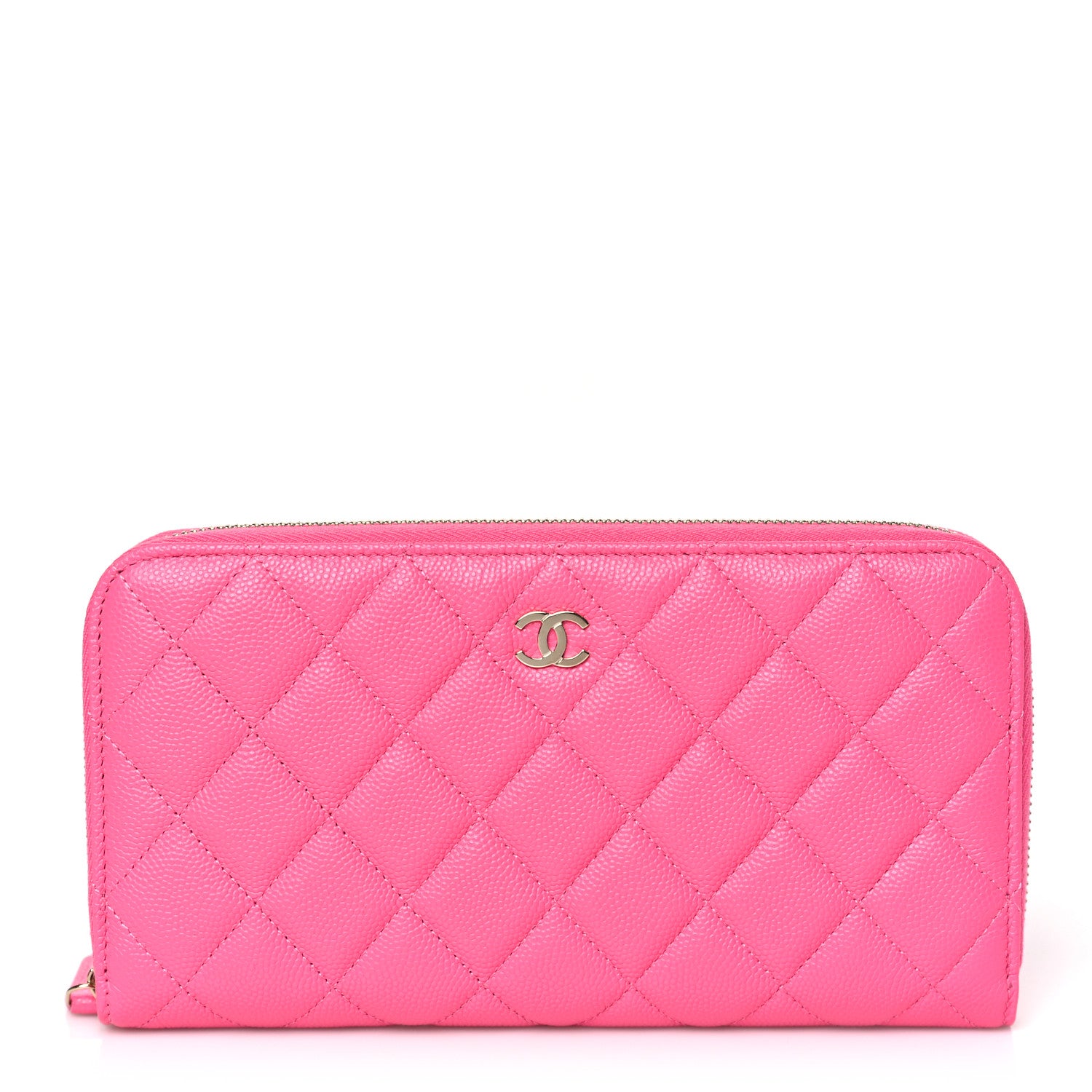 Chanel Caviar Quilted Large Gusset Zip Around Wallet Rose 1 of 10