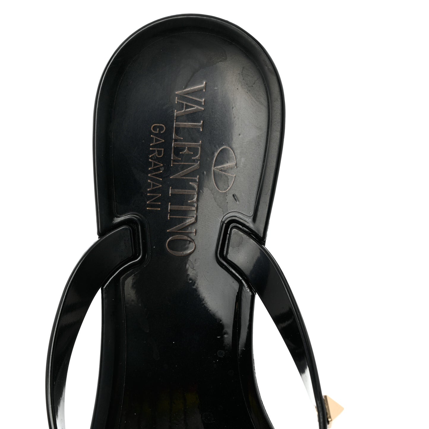 PVC Jelly Rockstud Bow Thong Sandals 36 Black