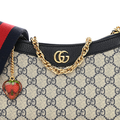 Gucci GG Supreme Monogram Textured Dollar Calfskin Web Small Ophidia GG Handbag Beige Blue 5 of 10