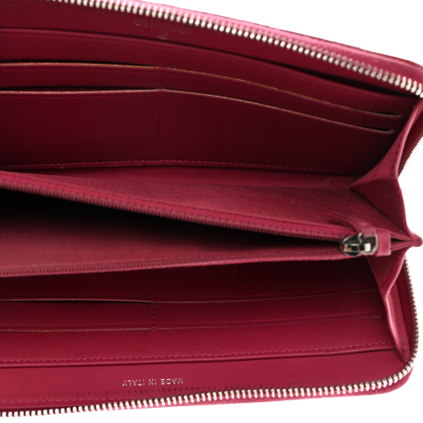 Patent Quilted Brilliant Zip Around Wallet Red