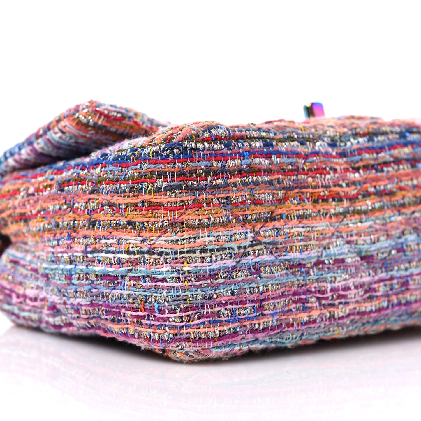 Tweed Quilted Mini Rectangular Flap Blue Pink Orange