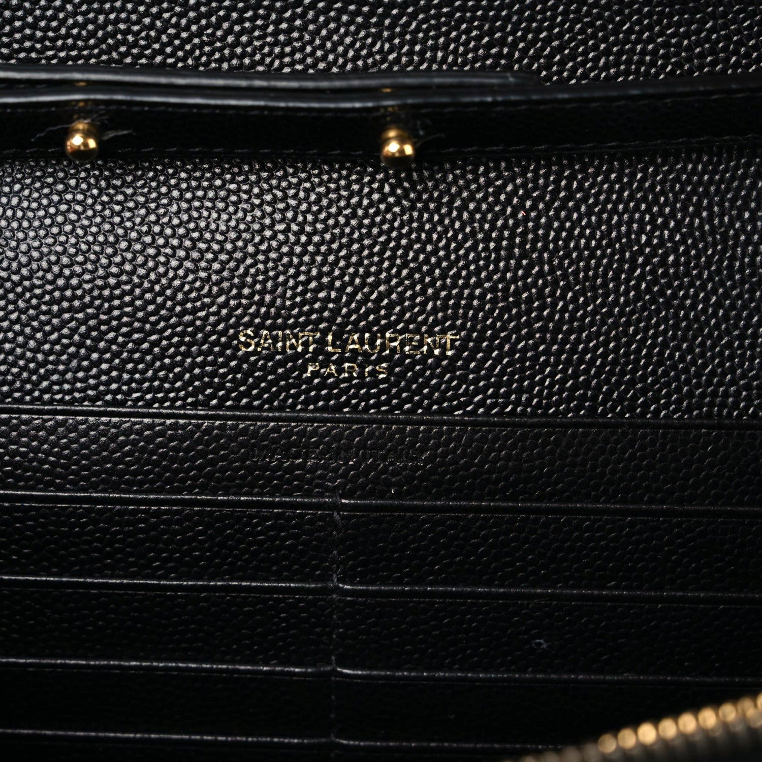 Saint Laurent Grain De Poudre Matelasse Chevron Monogram Chain Wallet Black 14 of 17