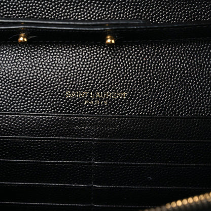 Saint Laurent Grain De Poudre Matelasse Chevron Monogram Chain Wallet Black 14 of 17