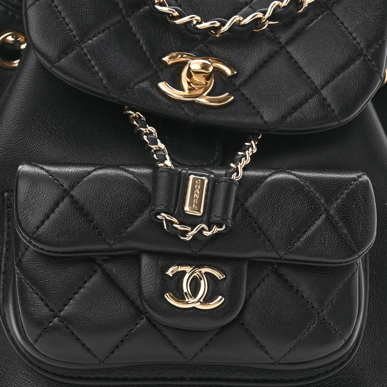 Chanel Lambskin Quilted Small Duma Drawstring Backpack Black 8 of 11