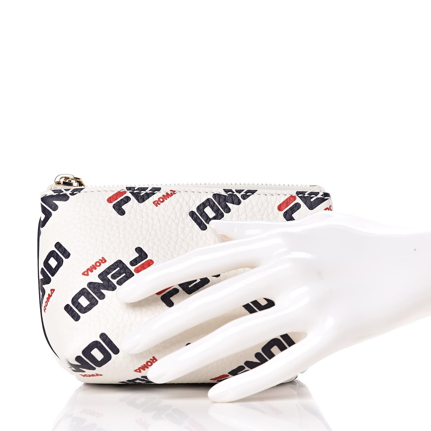 X FILA Vitello Mania Small Pyramid Cosmetic Case White Blueberry