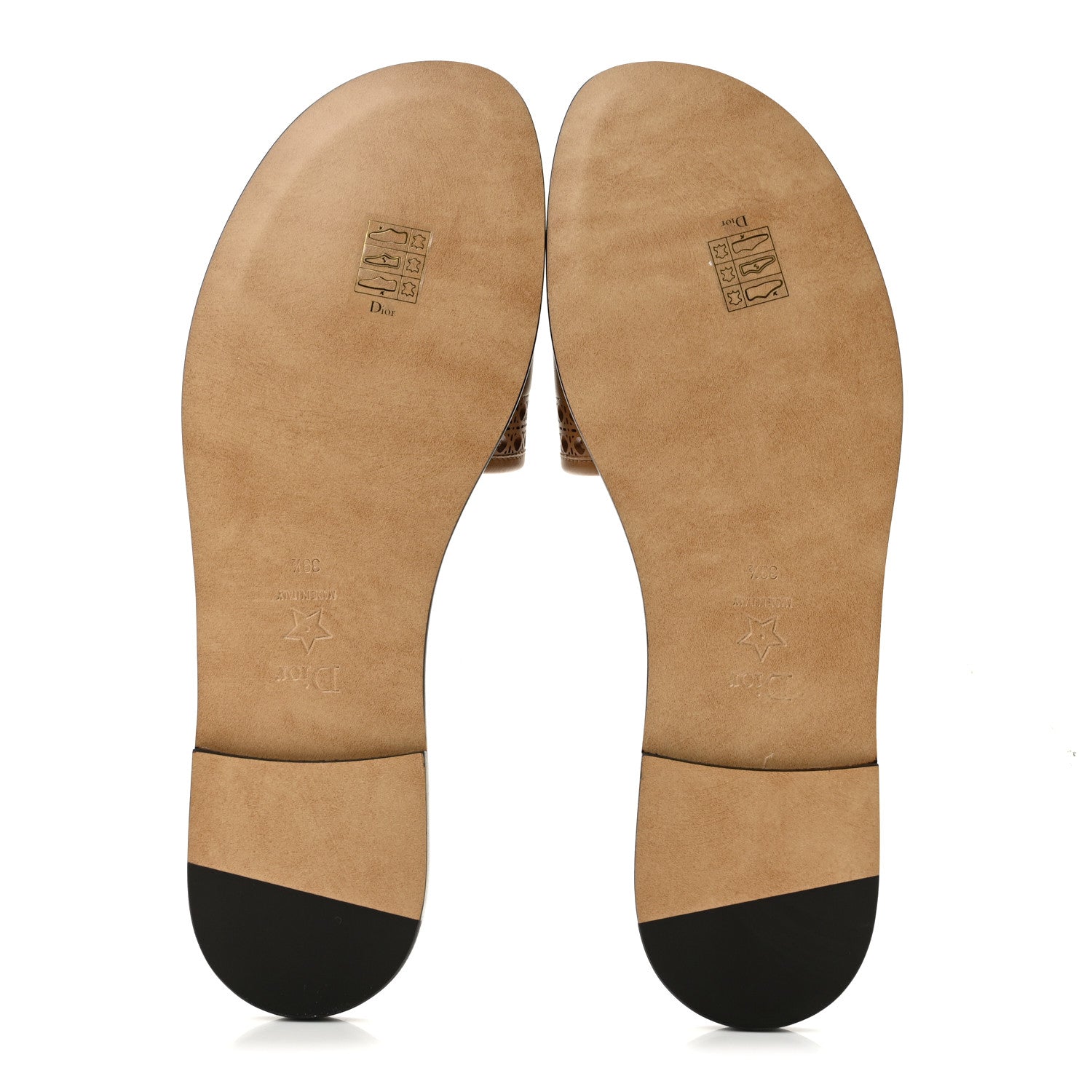 Christian Dior Calfskin Lambskin Micro Cannage D-Lane Flat Slide Sandals 39.5 Camel 6 of 9