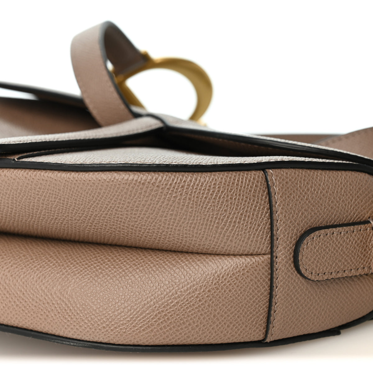 Grained Calfskin Saddle Bag With Strap Warm Taupe