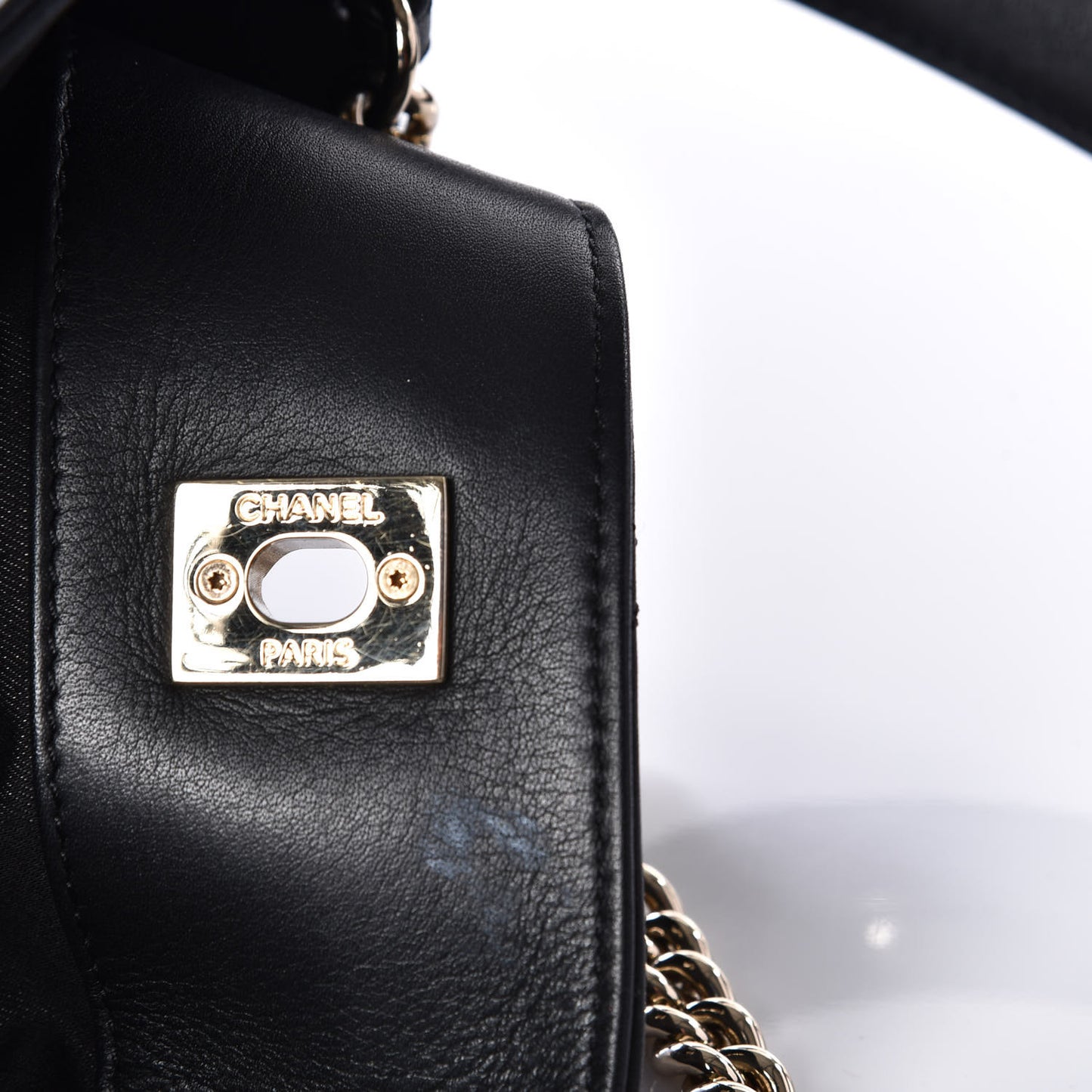 Calfskin Stitched Large Button Up Hobo Black