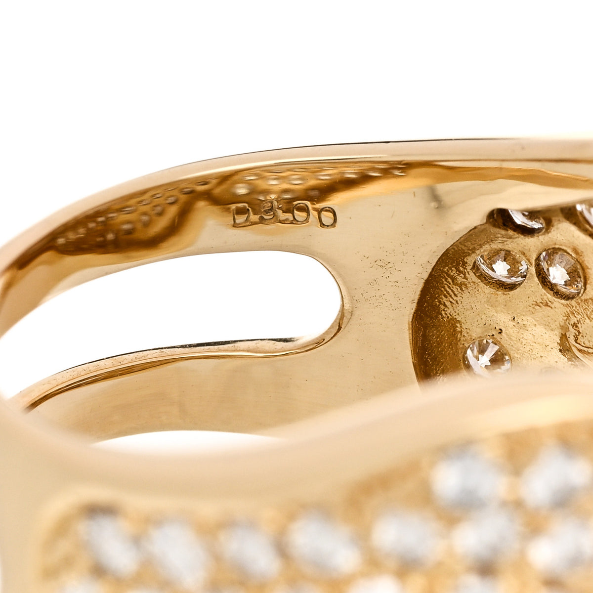 18K Yellow Gold Diamond 3.00ctw Crossover Ring 56 7.5