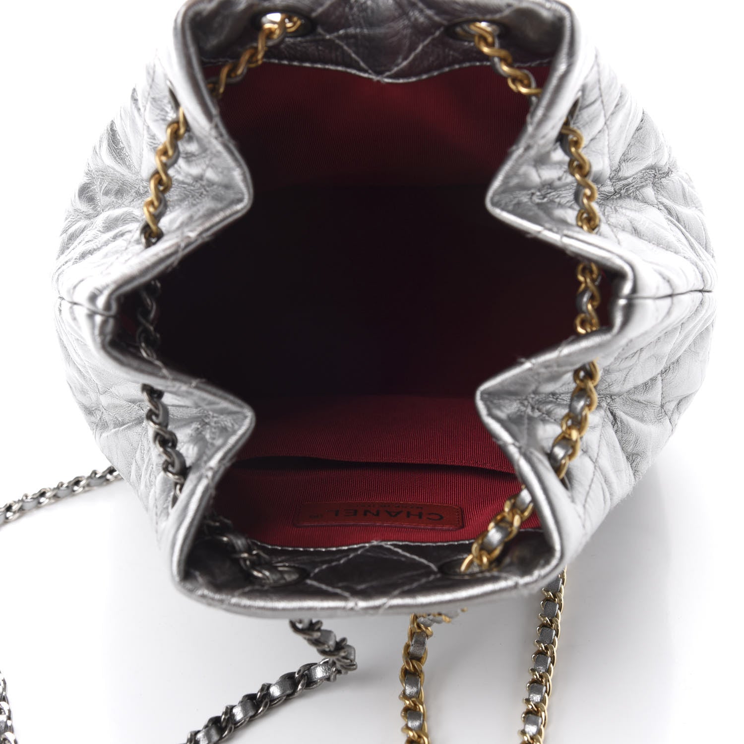 Chanel Metallic Crumpled Calfskin Quilted Small Gabrielle Backpack Silver 4 of 9