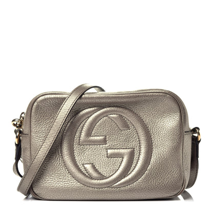 Gucci Metallic Pebbled Calfskin Small Soho Disco Bag Golden Beige 1 of 9