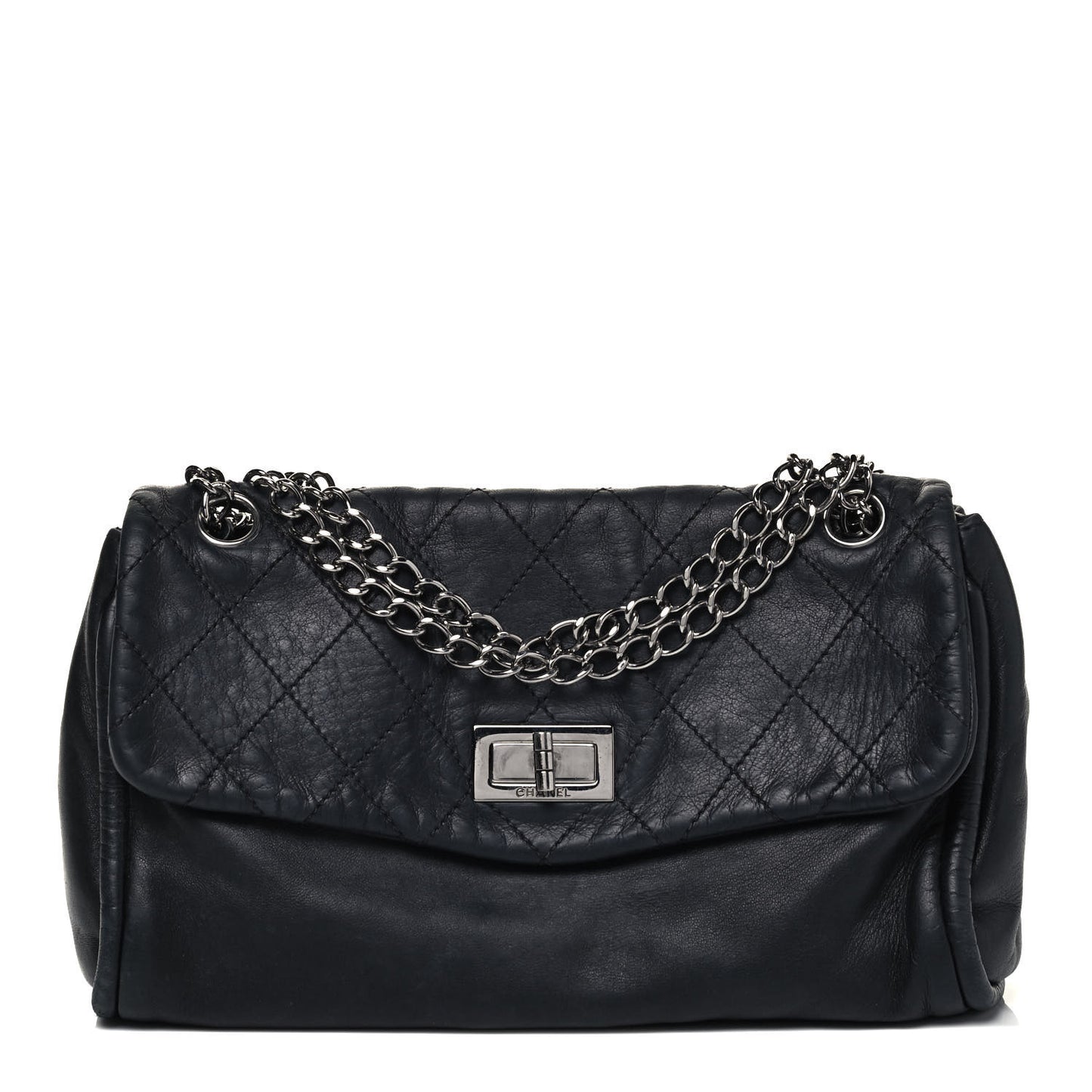 Lambskin Quilted Large Mademoiselle Flap Black