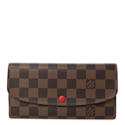 Louis Vuitton Damier Ebene Emilie Wallet Red 1 of 8