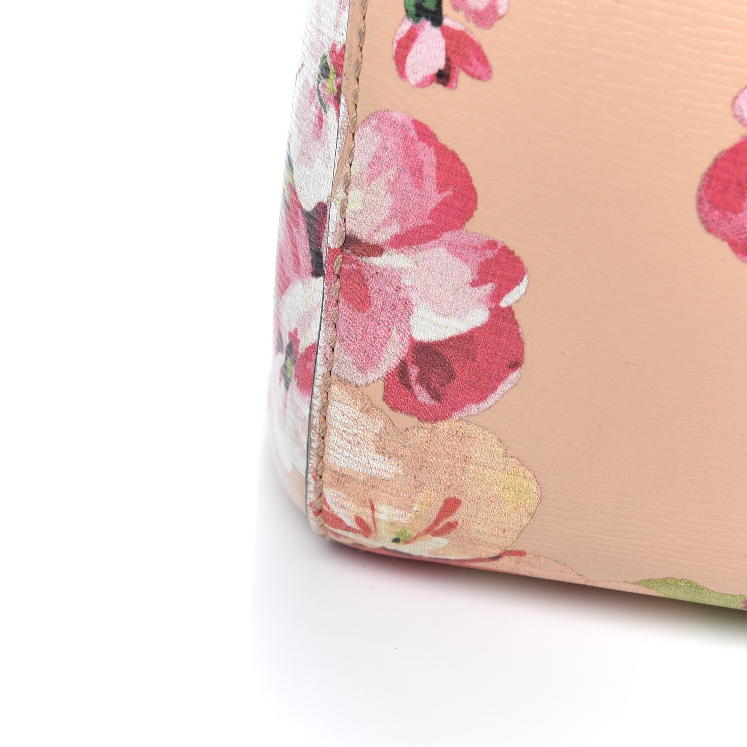 Gucci Shangai Calfskin Blooms Print Medium Bamboo Shopper Tote Pink Apricot Multicolor 16 of 16