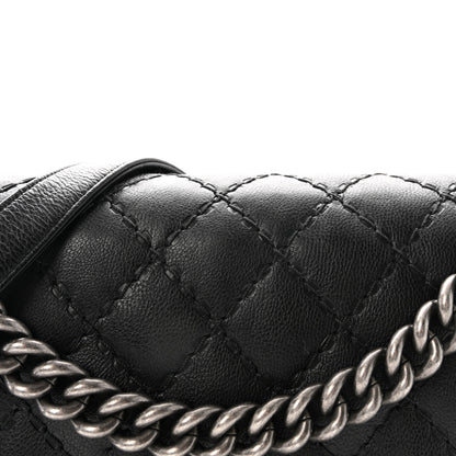 Chanel Calfskin Quilted Double Stitch New Medium Boy Flap Black 8 of 10