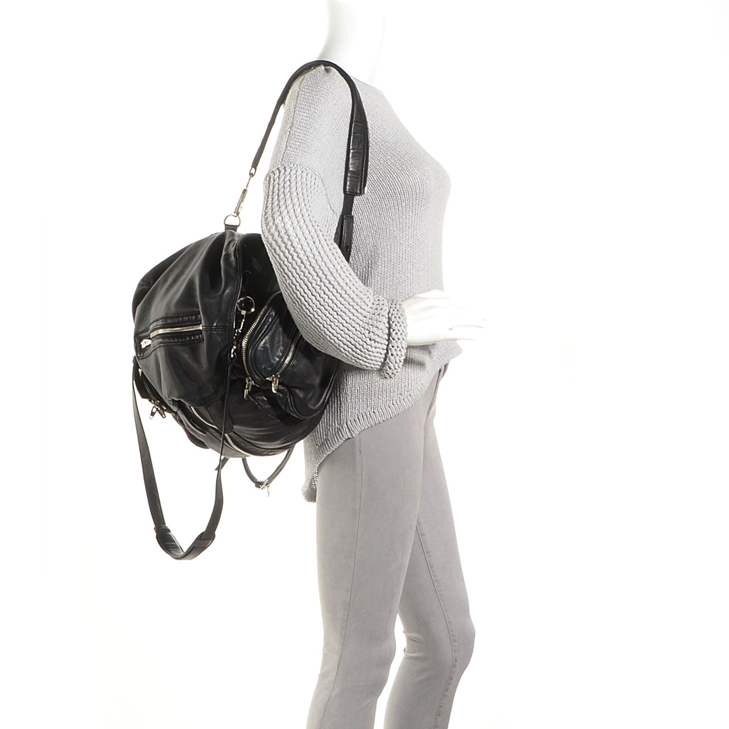 Alexander Wang Lambskin Marti Backpack Washed Black with Nickel Hardware 3 of 8