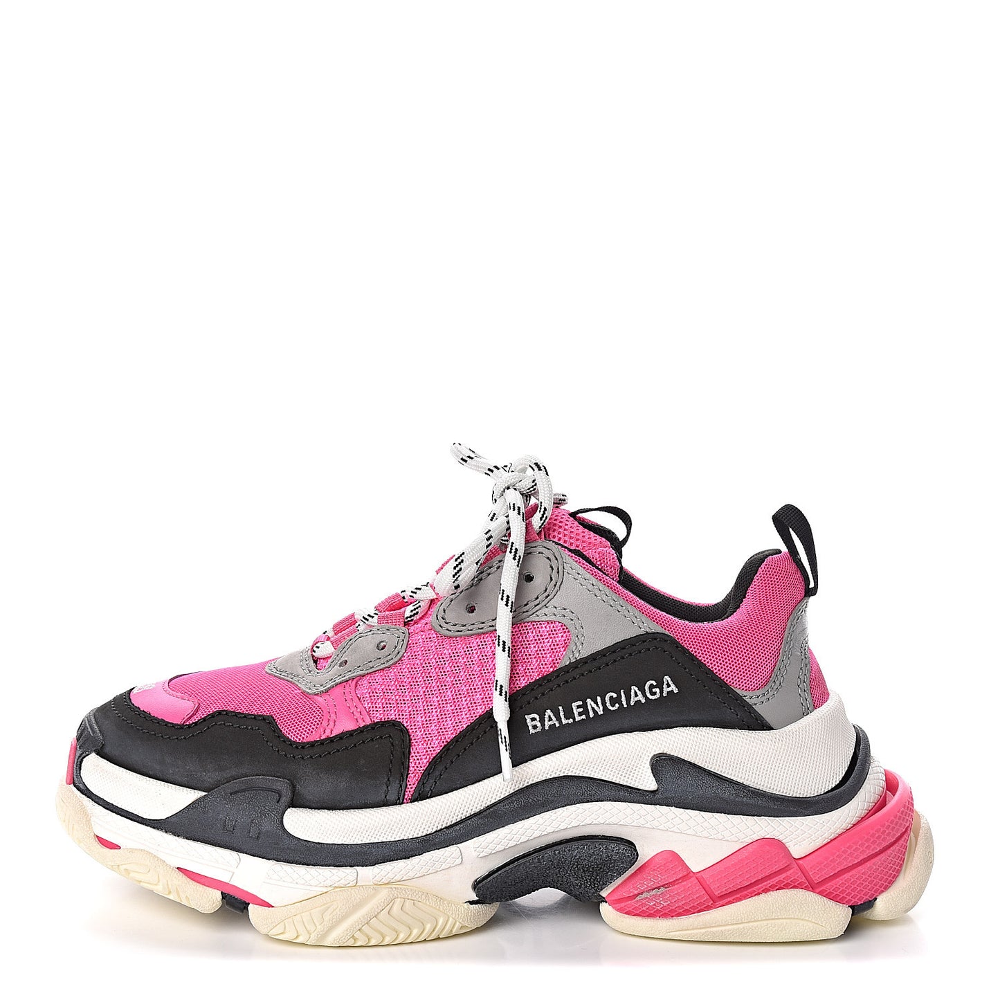 Fabric Mesh Womens Triple S Sneakers 38 Fluo Pink Grey White
