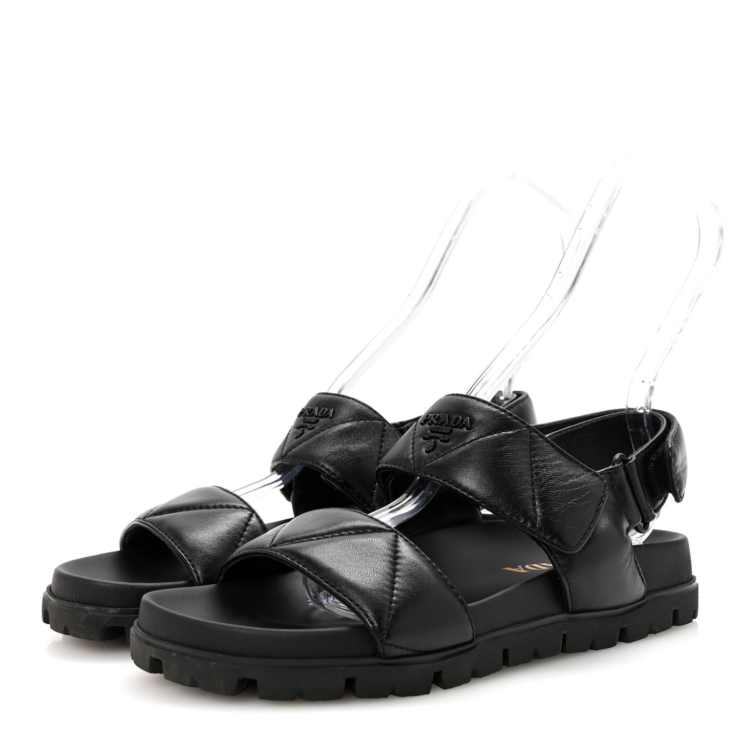 Nappa Logo Quilted 20mm Sport Sandals 37.5 Black