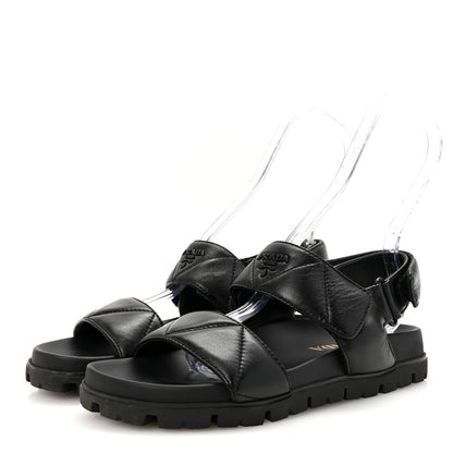 Prada Nappa Logo Quilted 20mm Sport Sandals 37.5 Black 4 of 9
