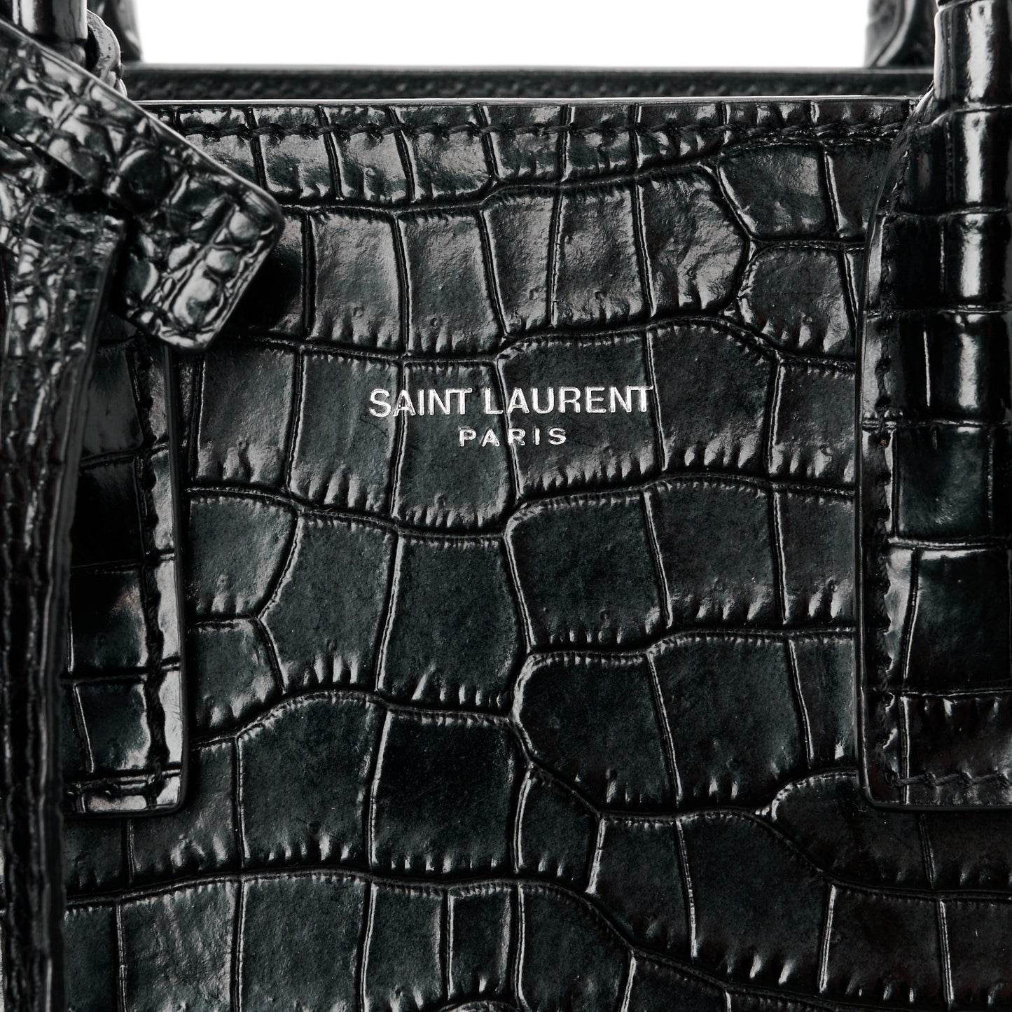 Calfskin Crocodile Embossed Nano Sac De Jour Black