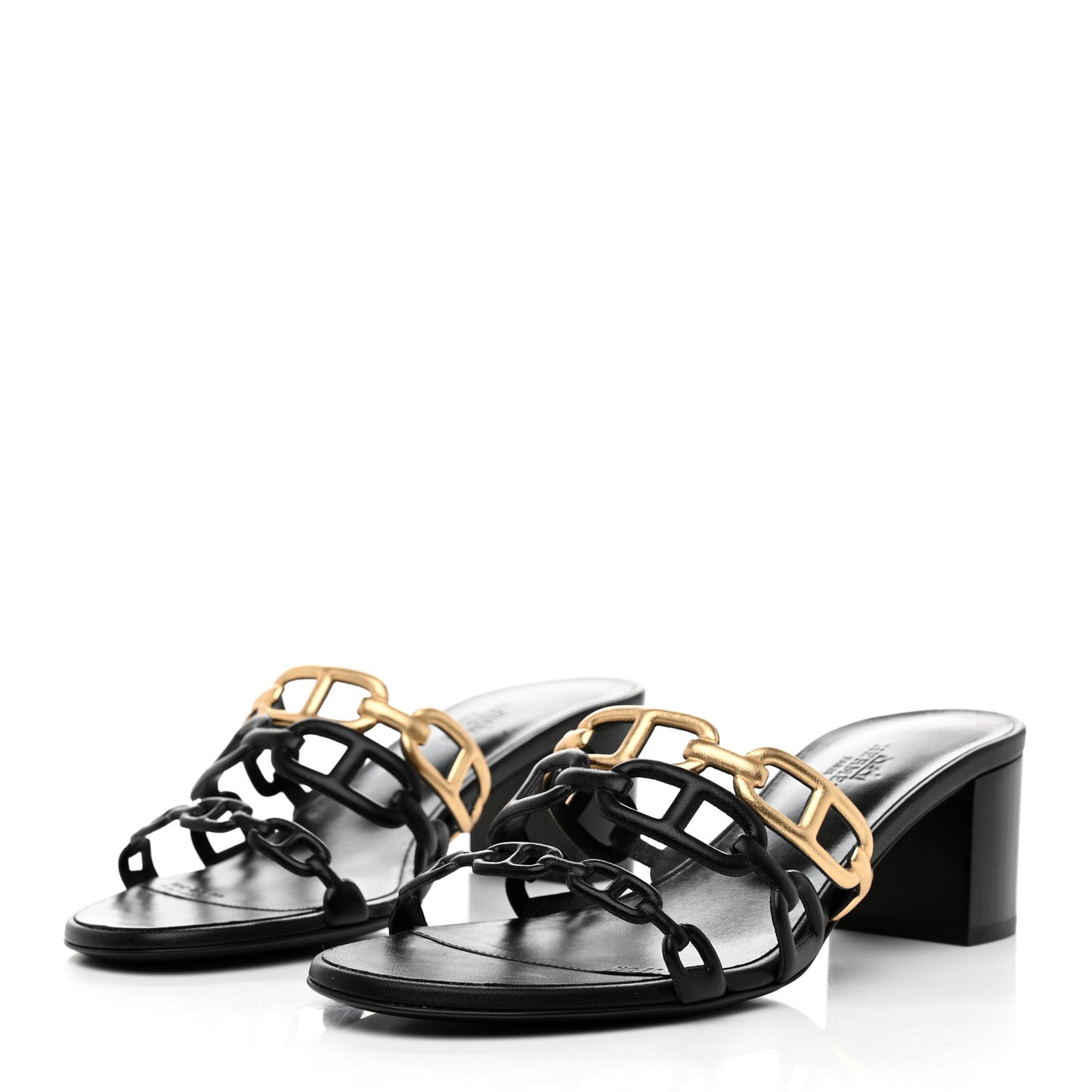 Metallic Nappa Tandem Sandals 37 Black Dore