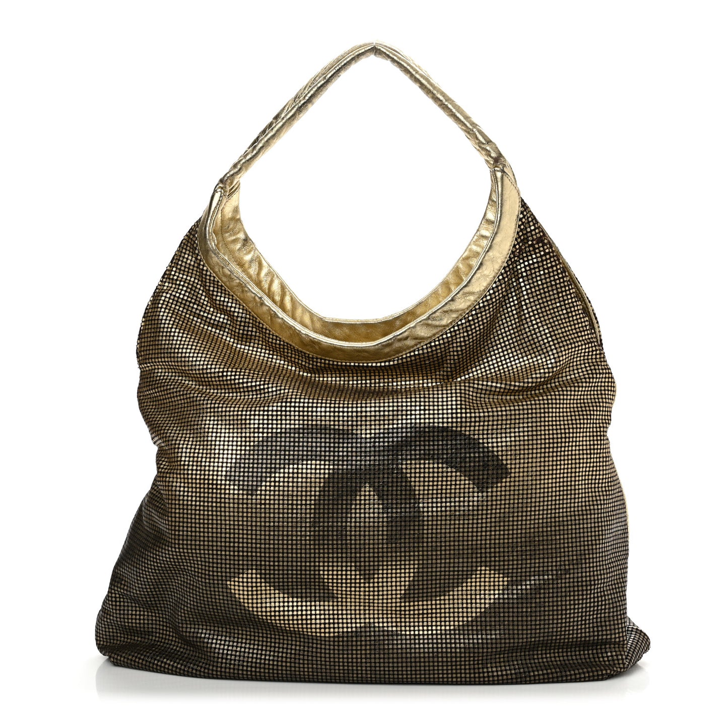 Metallic Perforated Lambskin Hollywood Hobo Gold
