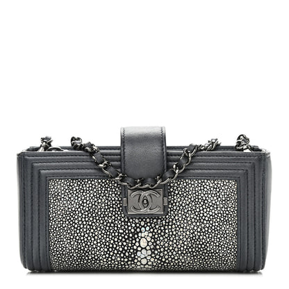 Chanel Metallic Galuchat Stingray Lambskin Mini Clutch With Removable Chain Dark Grey 1 of 11