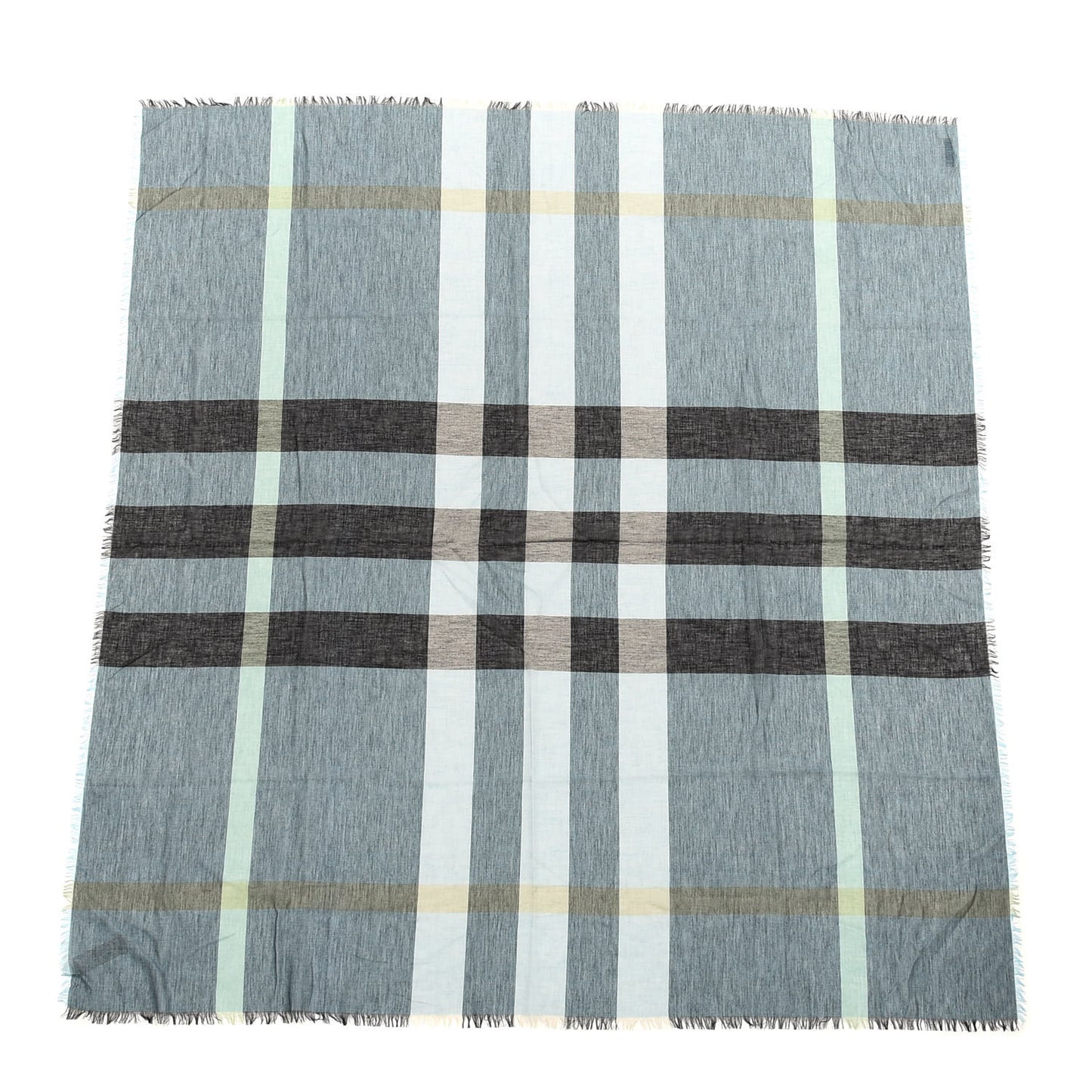 Linen Giant Exploded Check Lightweight Scarf Pale Blue