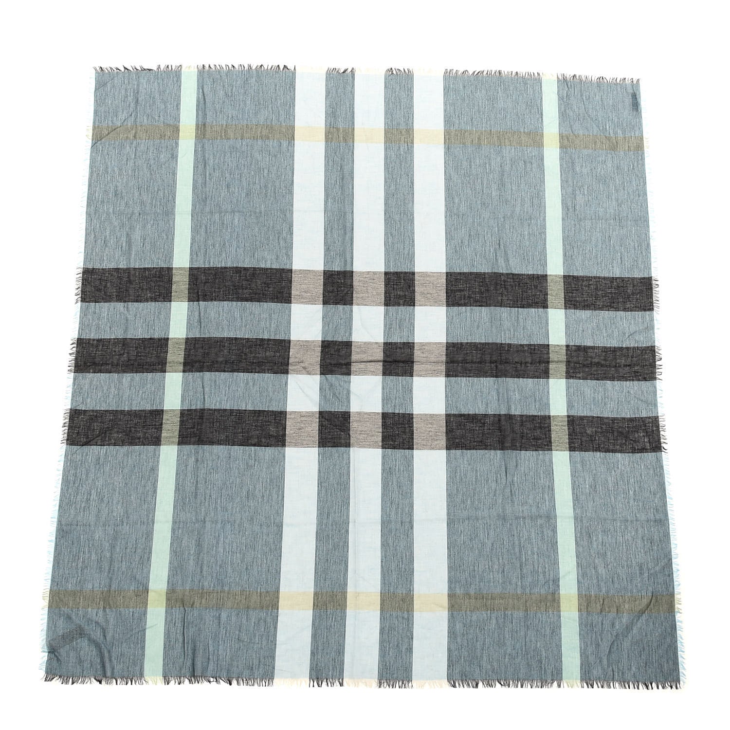 Burberry Linen Giant Exploded Check Lightweight Scarf Pale Blue 1 of 3