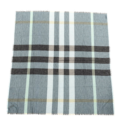 Burberry Linen Giant Exploded Check Lightweight Scarf Pale Blue 1 of 3