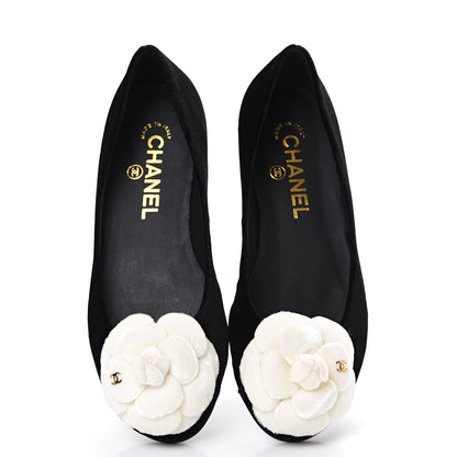 Chanel Velvet Camellia Ballerina Flats 35 Black 5 of 9