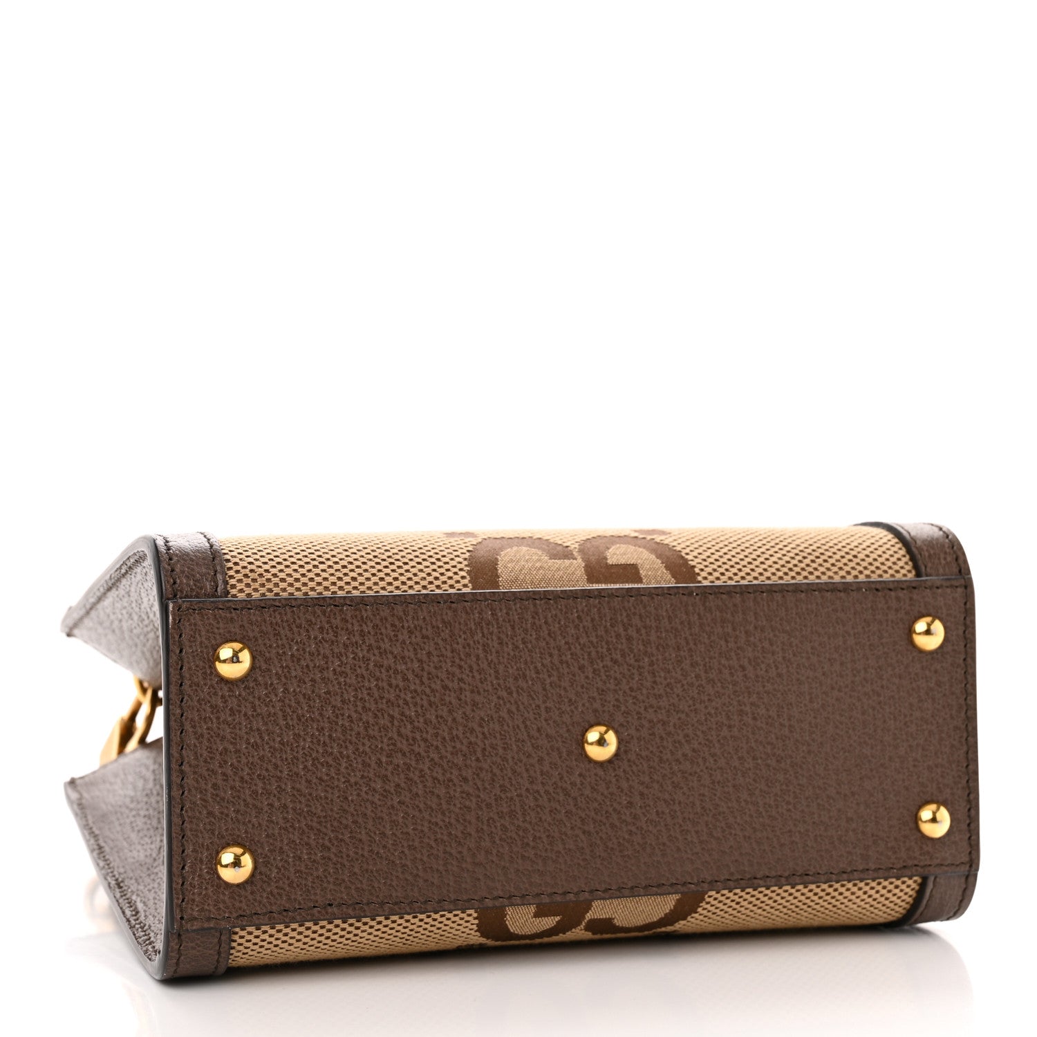 Gucci Monogram Jumbo GG Textured Dollar Calfskin Mini Diana Tote Bag Camel Ebony New Acero 4 of 10