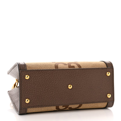 Gucci Monogram Jumbo GG Textured Dollar Calfskin Mini Diana Tote Bag Camel Ebony New Acero 4 of 10