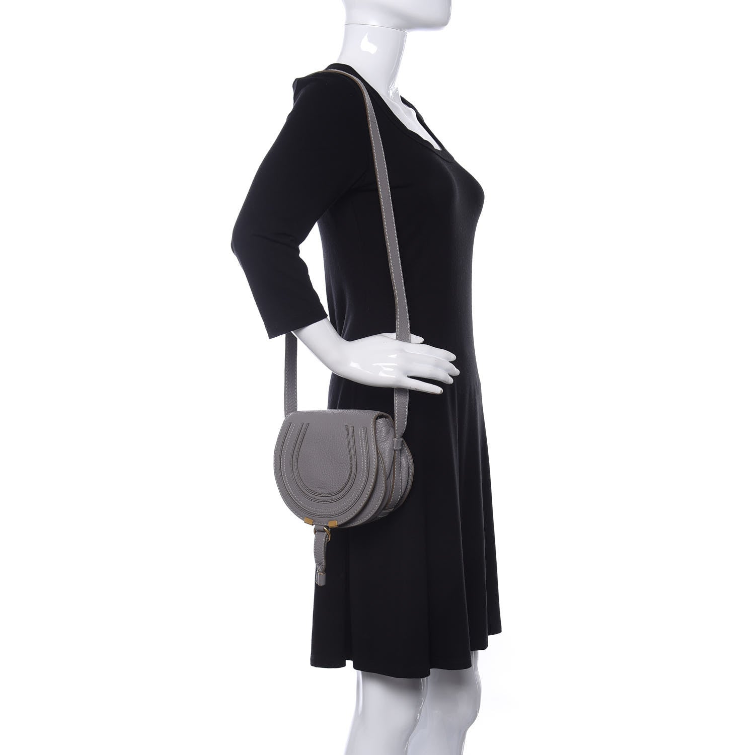Chloe Calfskin Mini Marcie Round Crossbody Bag Cashmere Grey 2 of 15