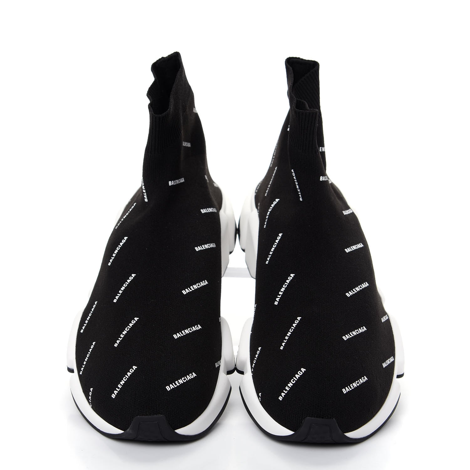 Balenciaga Neoprene Knit Allover Logo Bi-Color Sole Mens Speed Sneakers 43 Black White 5 of 11