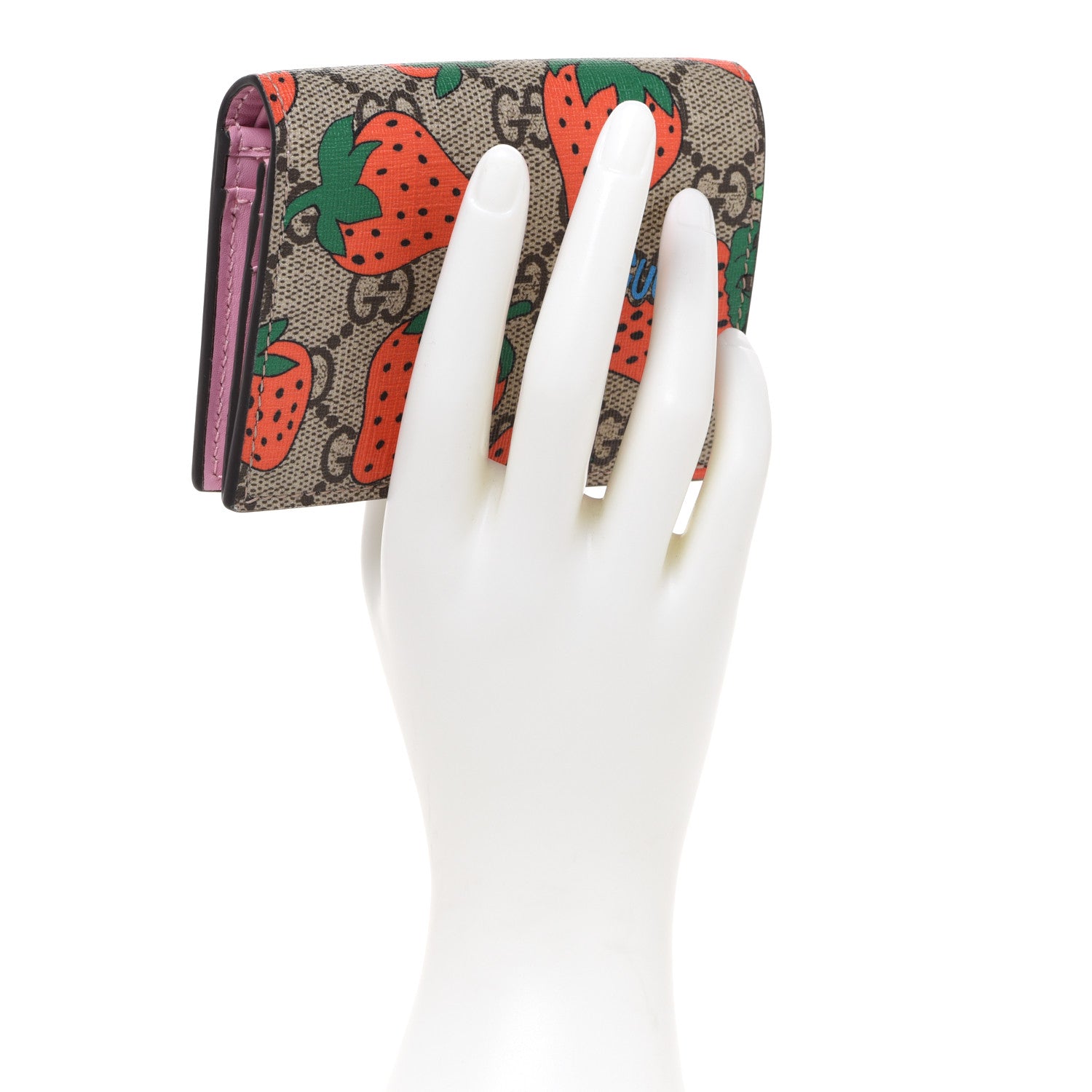 Gucci GG Supreme Monogram Strawberry Card Case 2 of 8