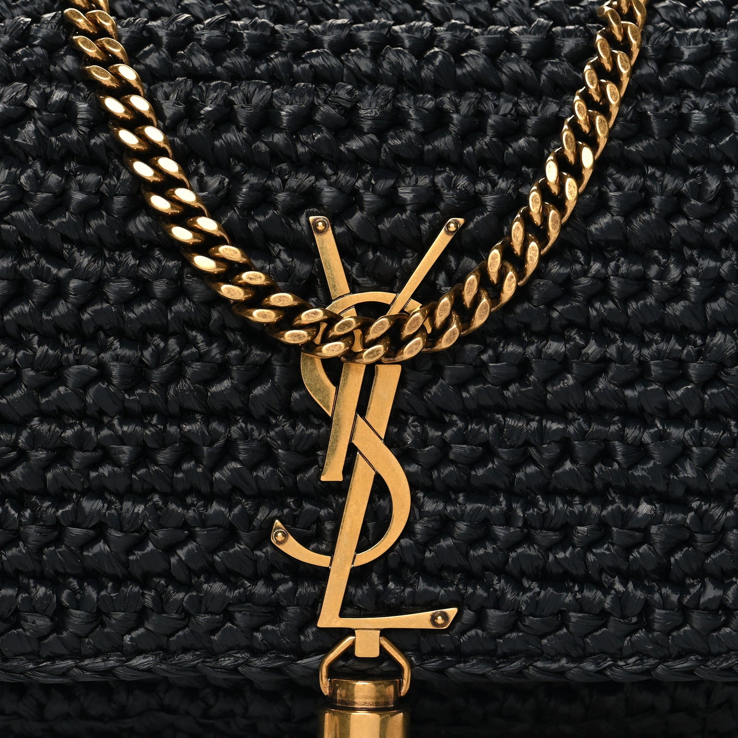 Raffia Monogram Tassel Kate 99 Black