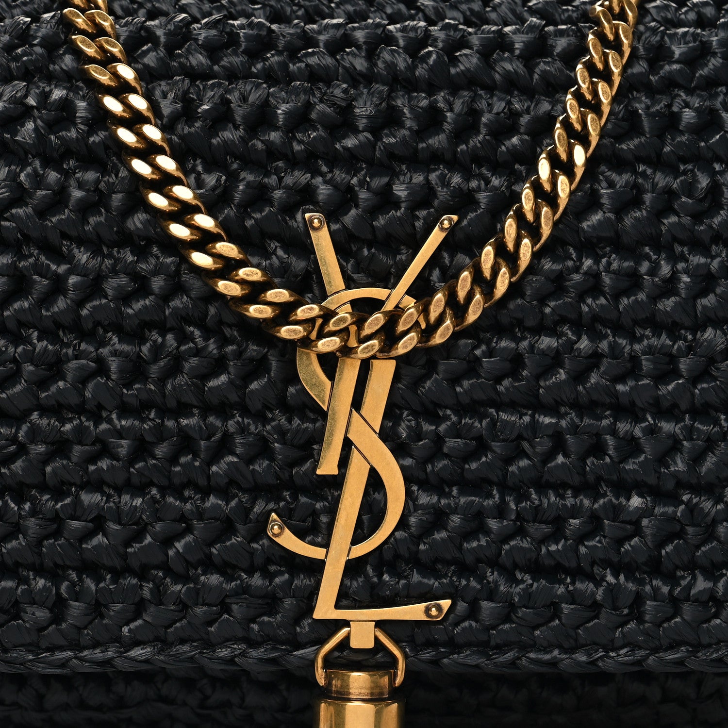 Saint Laurent Raffia Monogram Tassel Kate 99 Black 8 of 10