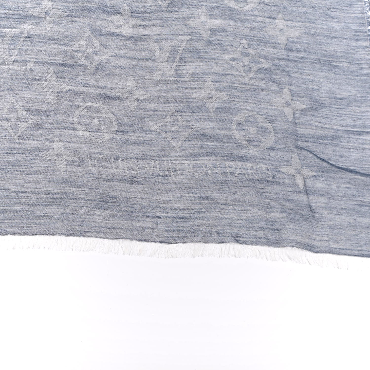 Louis Vuitton Wool Cotton Silk Daily Monogram Stole Denim 3 of 3
