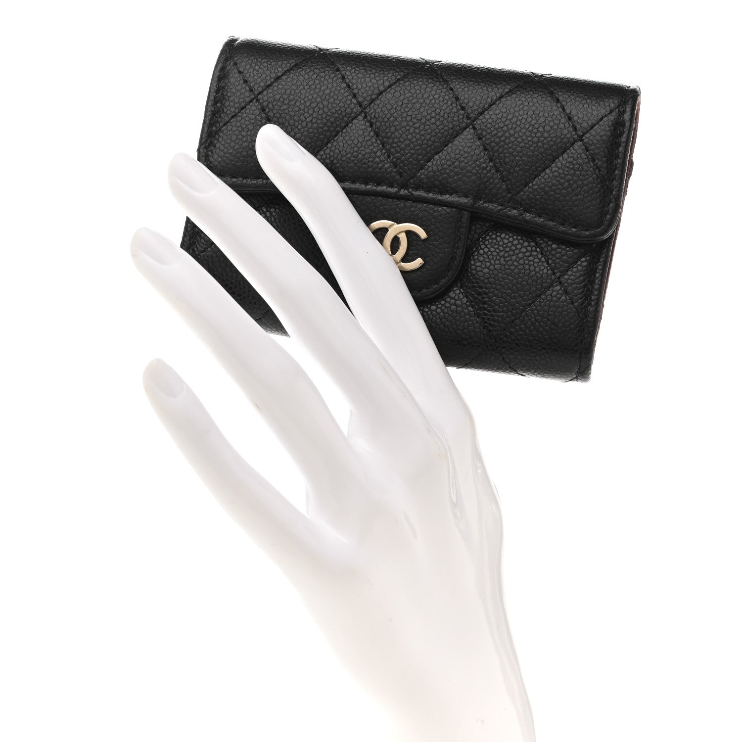 Chanel Caviar Quilted Classic 4 Key Holder Wallet Black 2 of 9