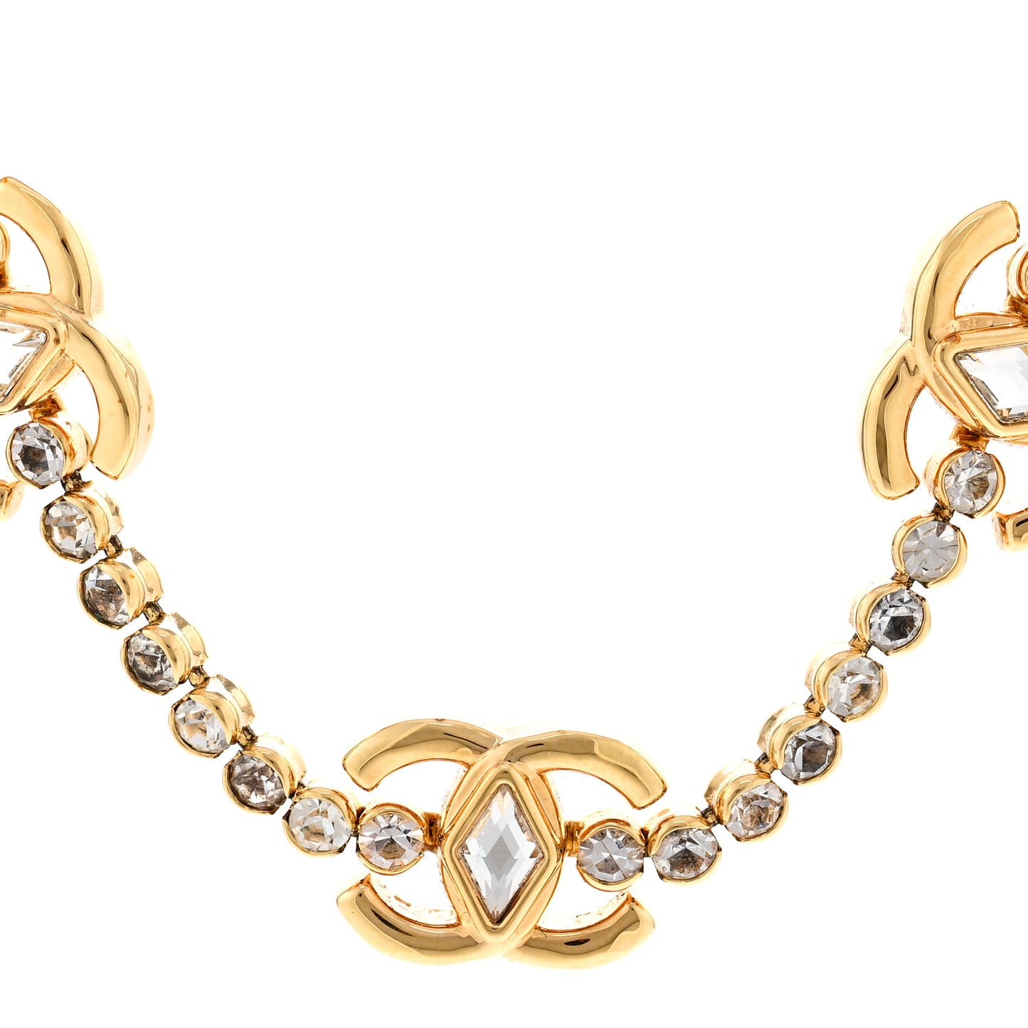 Metal Crystal CC Marquise Choker Gold