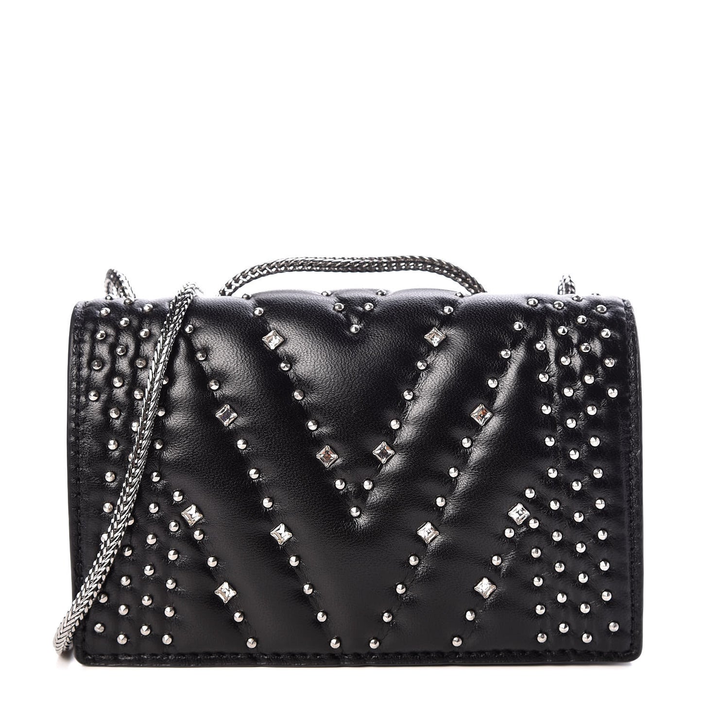 Lambskin Diamond Disco Mini Flap Crossbody Bag Black