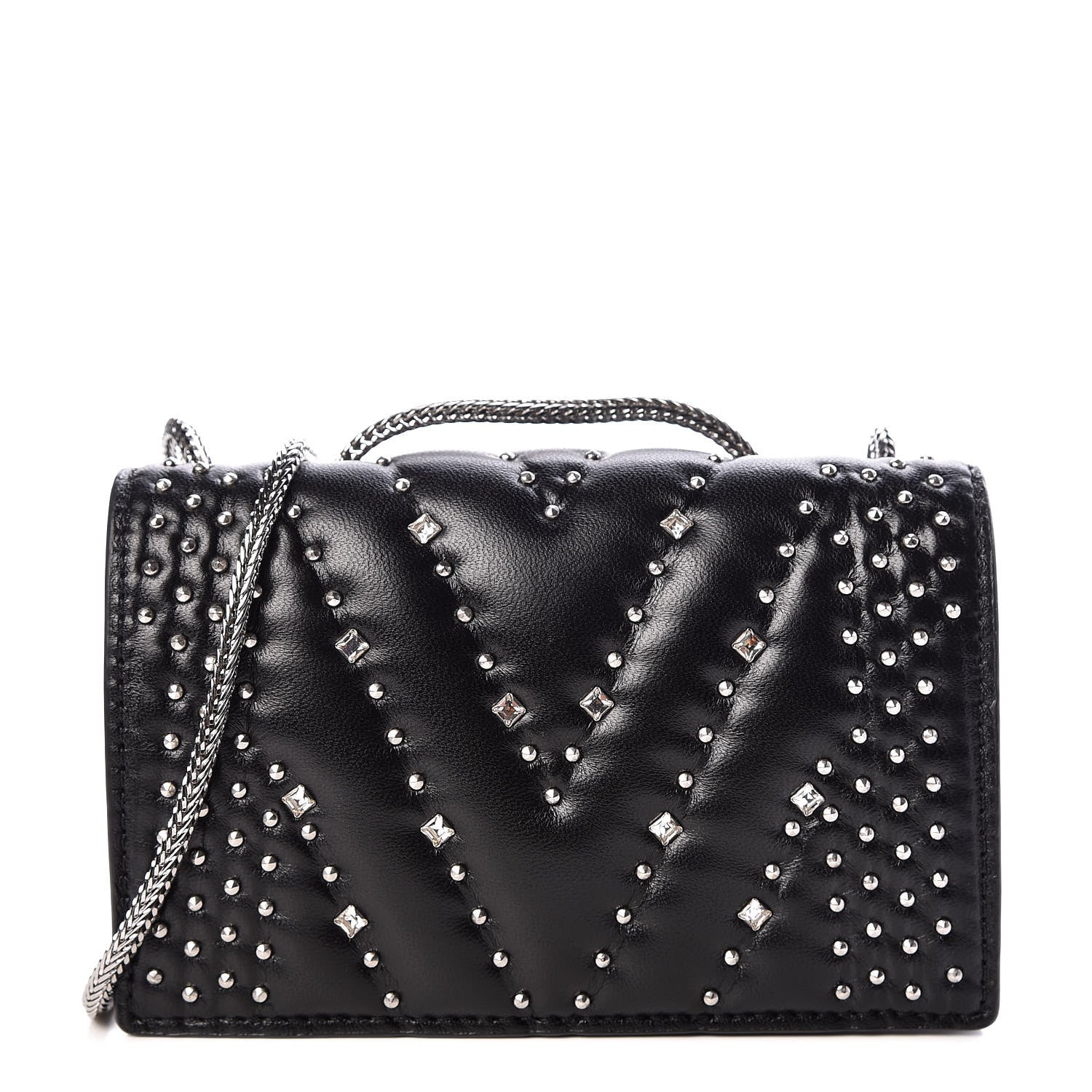 MCM Lambskin Diamond Disco Mini Flap Crossbody Bag Black 1 of 10